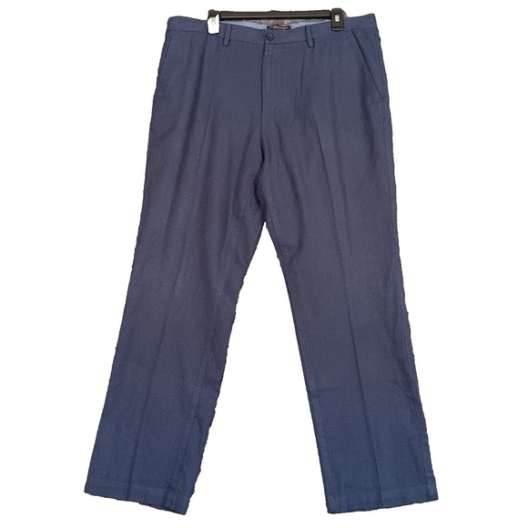 Banana Republic Kentfield Pants Men's 36 x 30 Heathered Blue Flat Front Chinos - Picture 1 of 8